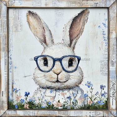 Easter Sign, Bunny with Glasses, DCO-12910, Sign For Wreath, 10x10